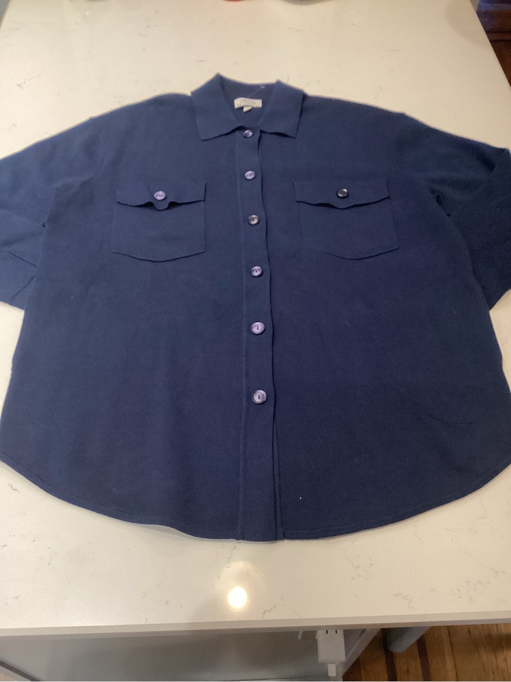 Kinross Navy Button-Front Knit Jacket
